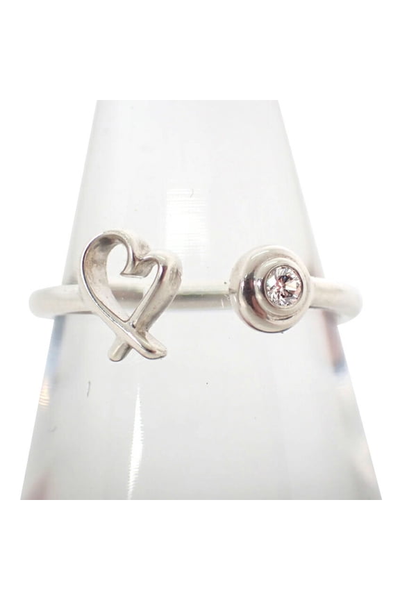 Pre-Owned TIFFANY & Co. 925 Diamond 1pc Loving Heart Wire Ring, Size 10