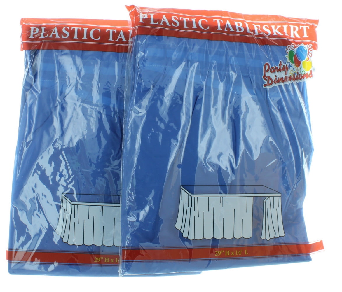 Lot of 2 Blue Table Skirts 29" x 14' Plastic Table Skirt Party