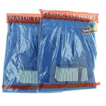 Lot of 2 Blue Table Skirts 29" x 14' Plastic Table Skirt Party Decoration Cover