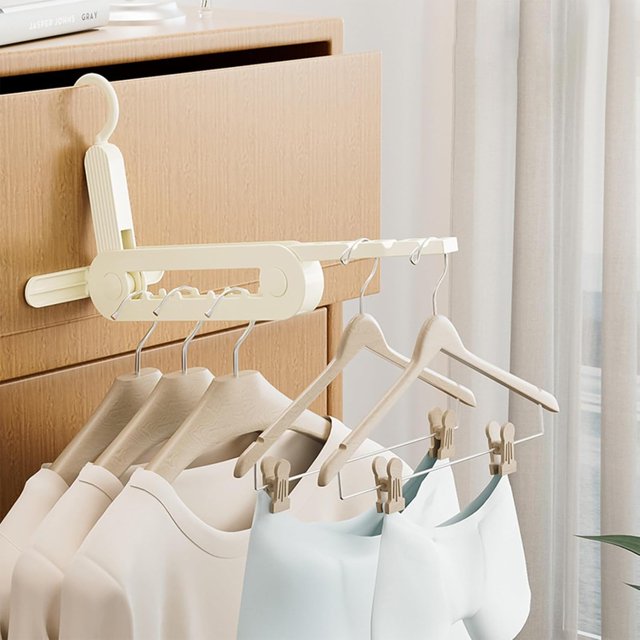 czcpp-2 Pack Folding Clothes Drying Rack, Extendable 19 Inch Travel Drying Rack with 10 Holes Student Apartment Clothes Rack for Outdoor Camping Trips, Hotel Apartments, Window Sills (Cream)