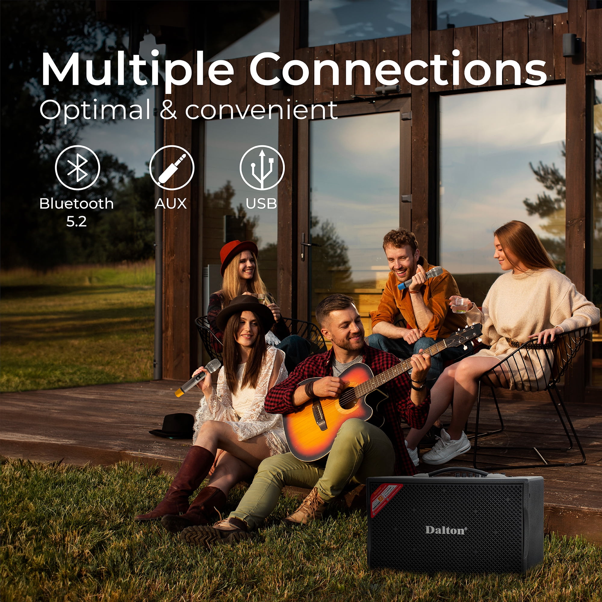 DALTON KS8Pro Portable Bluetooth Speaker for Adults, Kids | 250W | 2 UHF Microphones | 8" Woofer | Bass/Treble Adjustment | USB/AUX | Car Outdoor Indoor Party Gifts