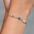 thumbnail image 4 of Gem Stone King 925 Silver and 10K Yellow Gold Pink Created Sapphire London Blue Topaz Moissanite and Lab Grown Diamond Tennis Bracelet for Women By Keren Hanan (2.30 cttw, Adjustable up To 9 inch), 4 of 4