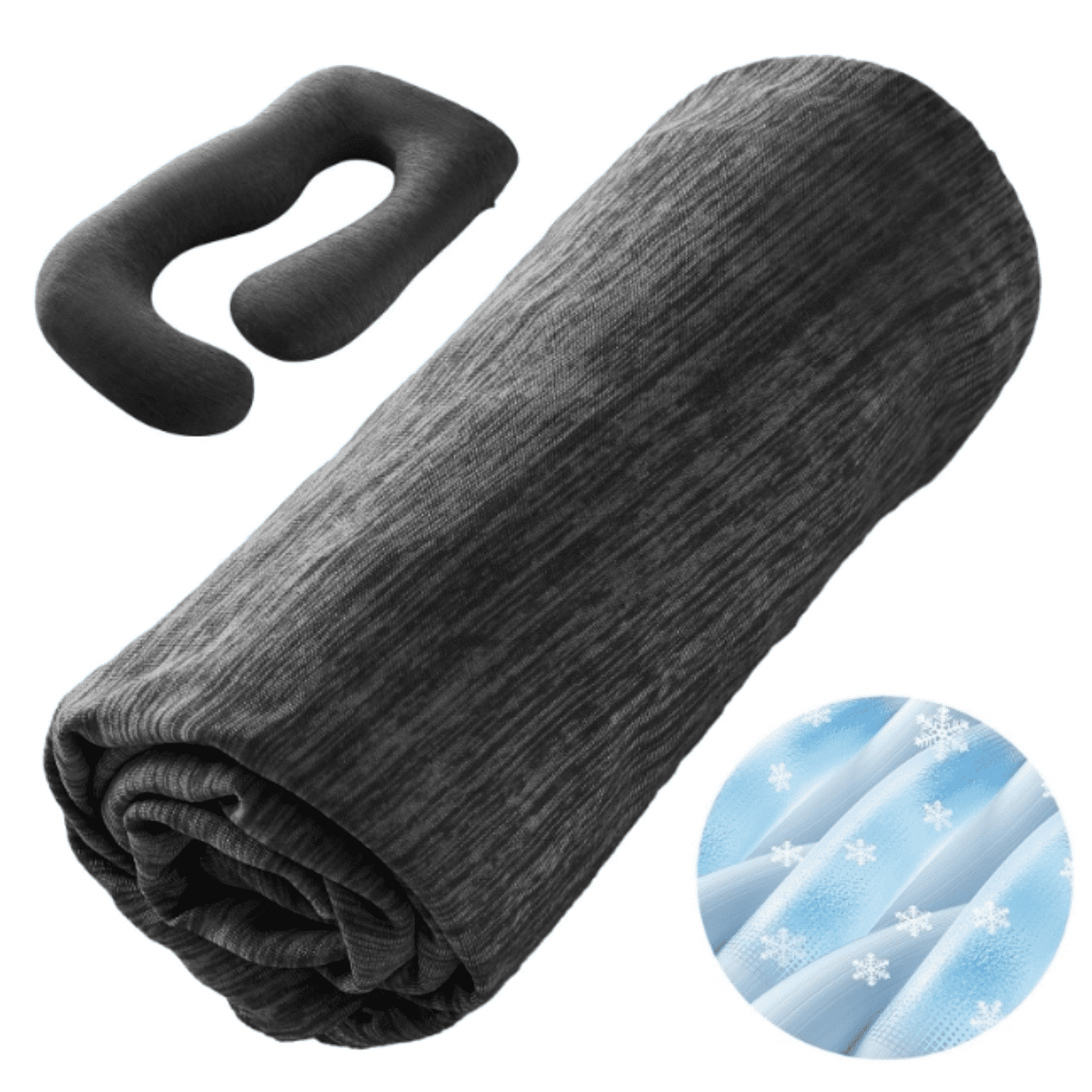 57-inch U Shaped Pregnancy Pillow Case, Fits 55 to 57 Inch Maternity Pillow, Black