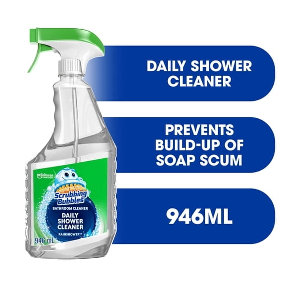 Scrubbing Bubbles® Daily Shower Cleaner, Prevents Soap Scum in Tubs, Shower Walls and More, Rainshower Scent, 946mL, 946mL, Rainshower Scent
