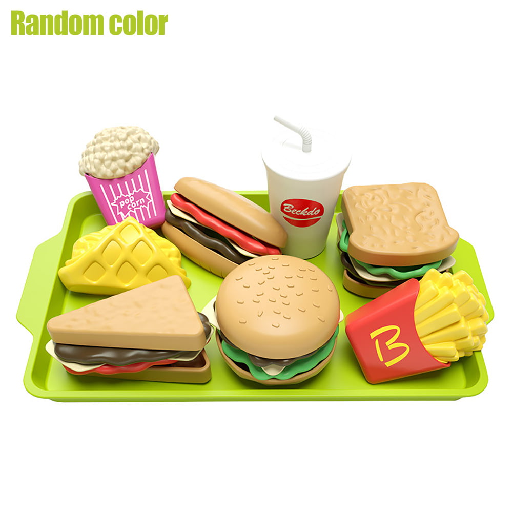 2pcs Kid Pretend Play Food Toy Hamburger Snack Drink Kitchen Playset 