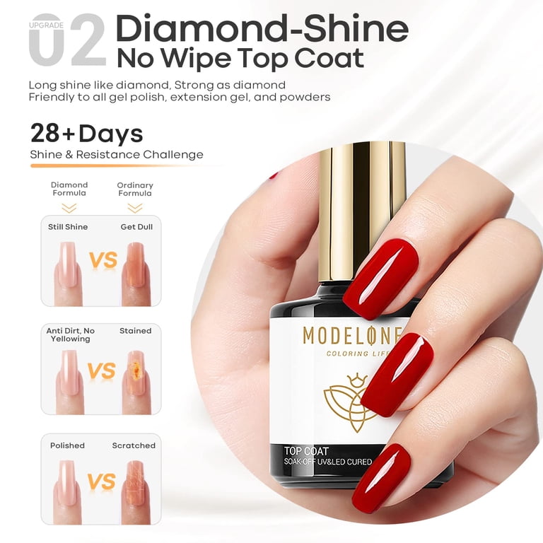 Modelones Gel Base & Top Coat Set, 3 Pieces, 10ml photo 2