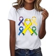 thumbnail image 1 of UANWENN T-Shirts Décontractés pour Femmes avec Imprimé Ruban de Sensibilisation au Cancer, Manches Courtes, Col Rond, Style de Base pour le Quotidien, Chandails Athlétiques, Paquet Femmes, T-Shirts pour Femmes, Hauts de Couleur Unie pour Femmes, Court, 1 of 5
