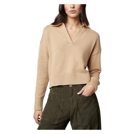 VELVET BY GRAHAM & SPENCER Womens Lucie Split Neck Long Sleeve Pullover Sweater