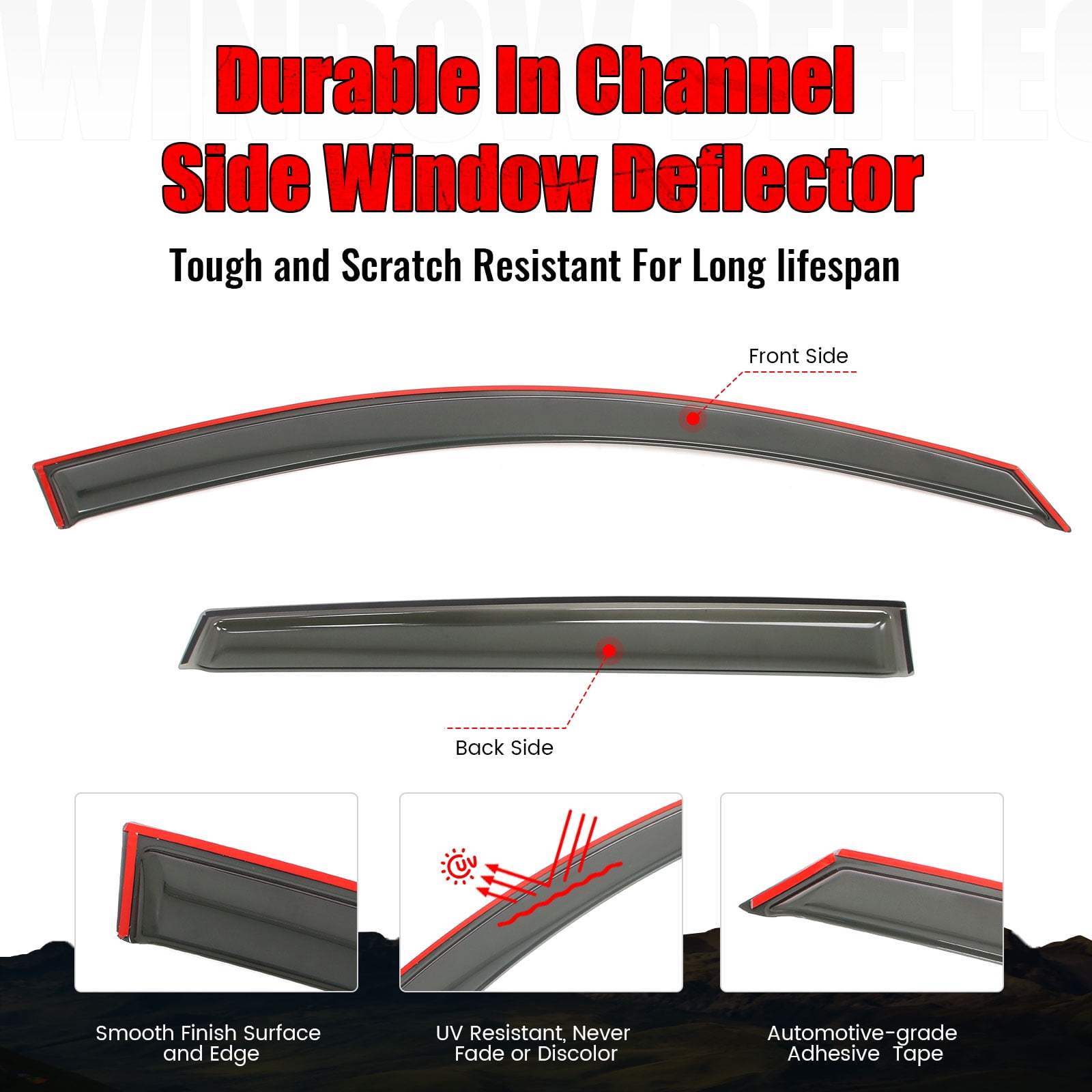 Ikon Motorsports In-Channel Window Visors for 2009-2017 Chevy Traverse Acrylic Vent Sun Rain Guard Deflectors 4PCS