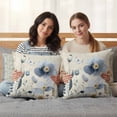 thumbnail image 5 of Set of 2 Gradient Blue Flower Pillow Covers 20x20 Inch, Watercolor Country Spring Blue Floral Butterfly Newspaper Texture Decorative Throw Pillow Cases Cotton Cushion Covers for Sofa Couch Bed Decor, 5 of 9