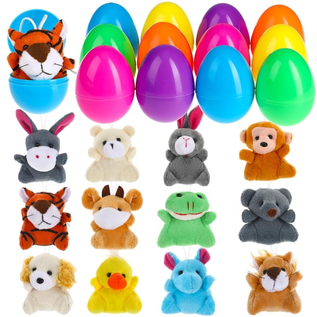 Huevos de Pascua prerellenos BILLMOSS con minijuguetes de peluche, 12 paquetes