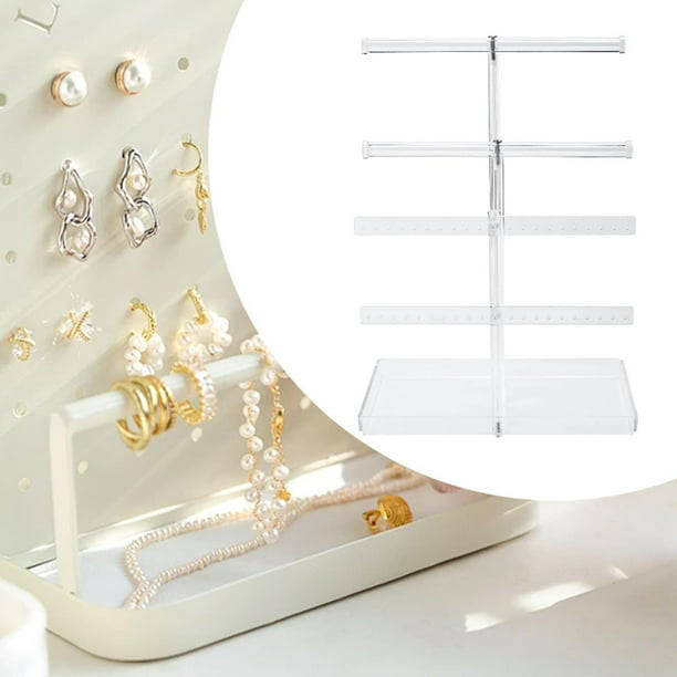 Organizador de joyas, soporte para joyas, soporte transparente para collares, estante para joyas, estante para aretes, brazaletes, pulseras, tiendas