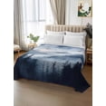 thumbnail image 3 of Full Size Flat Sheet Only, Blue Mountain Peak Soft Brushed Microfiber Bed Sheets, Forest Tree Bird Fog Landscape Hotel Quality Breathable Bedding Top Sheet, Easy Care, 81"x96", 3 of 9