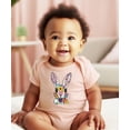 thumbnail image 2 of Floral Easter Bunny Baby Bodysuit for Girls Ink Printed Embroidery Spring Rabbit One-Piece Peach Bodysuit Newborn, 2 of 3