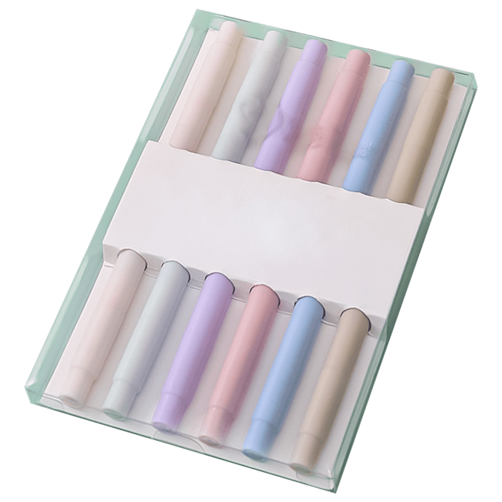 HANKU Aesthetic Highlighters Assorted Colors 12 Pack Dual Tip Highlighter  Markers No Bleed Perfect for Bible and Bullet Journaling