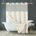 thumbnail image 4 of Americanflat 72x75 Ivory Hookless Waffle Pattern Shower Curtain - Water-Resistant Long Shower Curtain with Sheer Panel, Snap-In Liner, and Grommets, 4 of 8