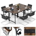 thumbnail image 3 of Giantex 32 Inch Computer Desk, Modern Writing Desk, Home Office Workstation Table w/Heavy-Duty Metal Frame & Charging Station, Rustic Brown, 3 of 8