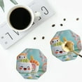 thumbnail image 4 of Honeii Kawaii Sushi Characters Delight Print Leather Coaster Set of 4, Ideal for Safeguarding Your Furniture from Drinks Spills and Effortless Cleanup-Octagon, 4 of 6