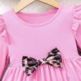 thumbnail image 3 of WOYY Little Girls Outfits Ruffle Long Sleeve Dress Leopard Pants 2Pcs Set, Sizes 6-7, 3 of 8