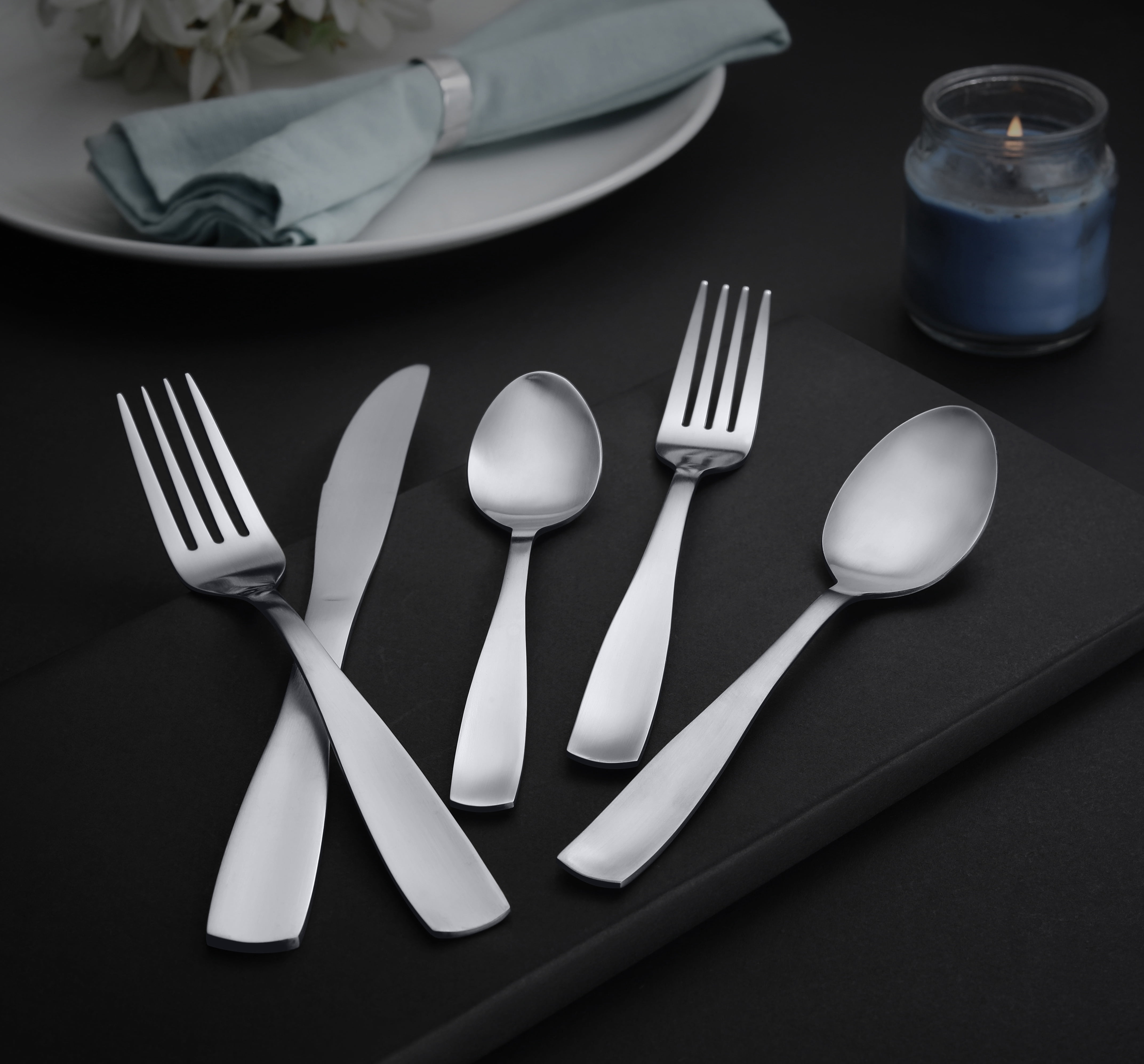 MS 20PC Elisa Cutlery Flatware Set - Service for 4, Silver Finish, 20 Piece