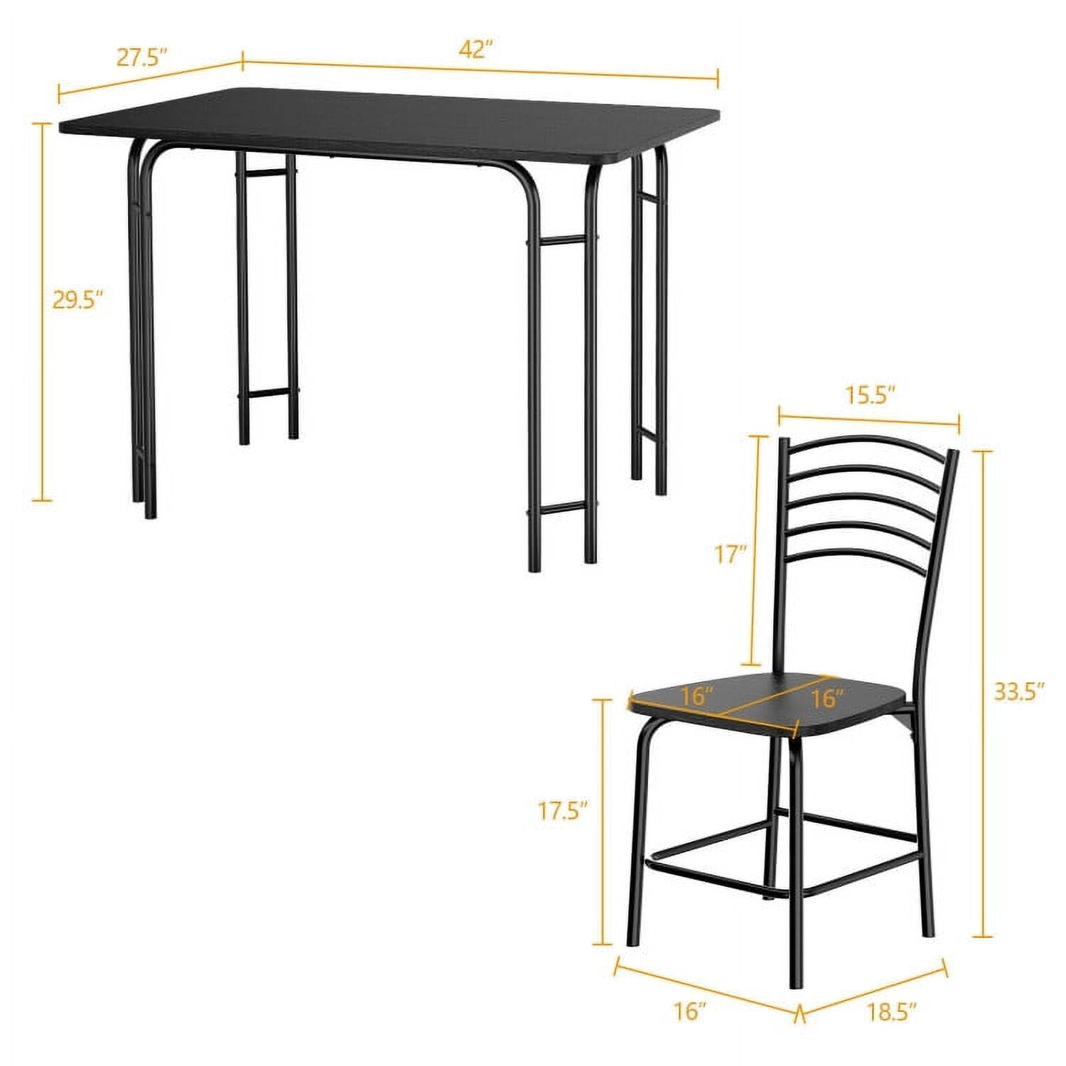 Finihen Dining Set, Dining Table Set, 5 Pieces Wood Rectangular Dining Table Set, for Home, Restaurant, Black