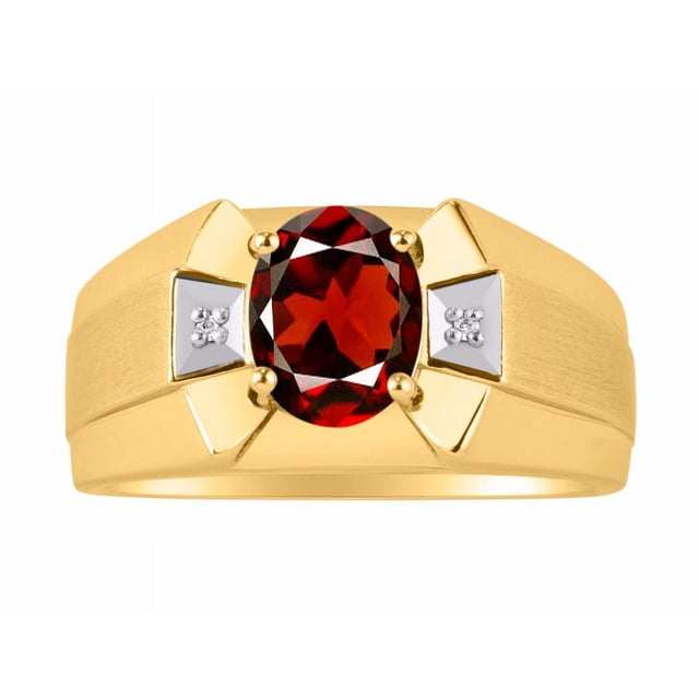 RYLOS Men's Rings 14K Yellow Gold Rings Classic Designer 9X7MM Oval Gemstone & Diamond Ring Green Sapphire September Birthstone Ring Size 11