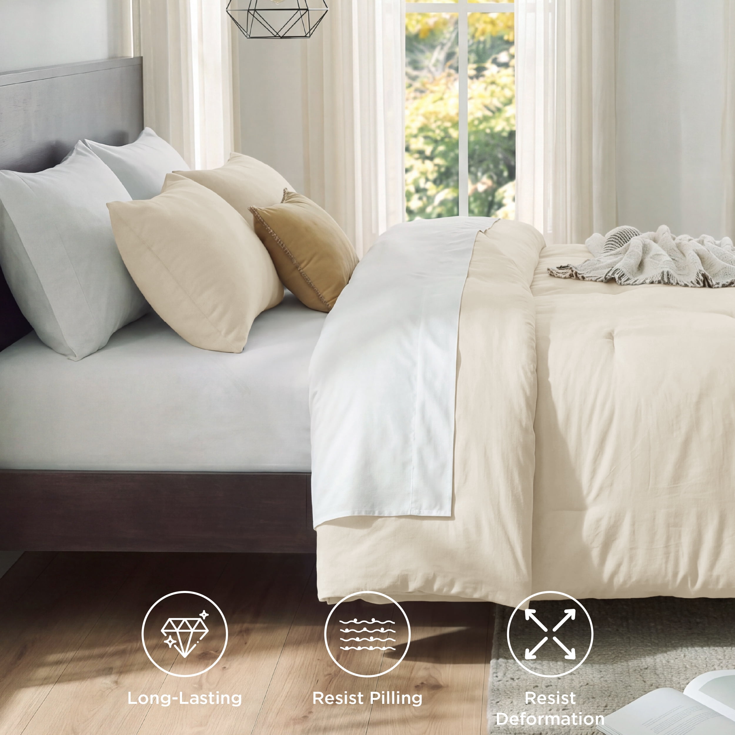 U by Bedsure 3 Pieces Full Comforter Bedding Set, White Comforter Set for All Seasons, 1 Lightweight Prewashed Comforter and 2 Pillowcases, White Swan