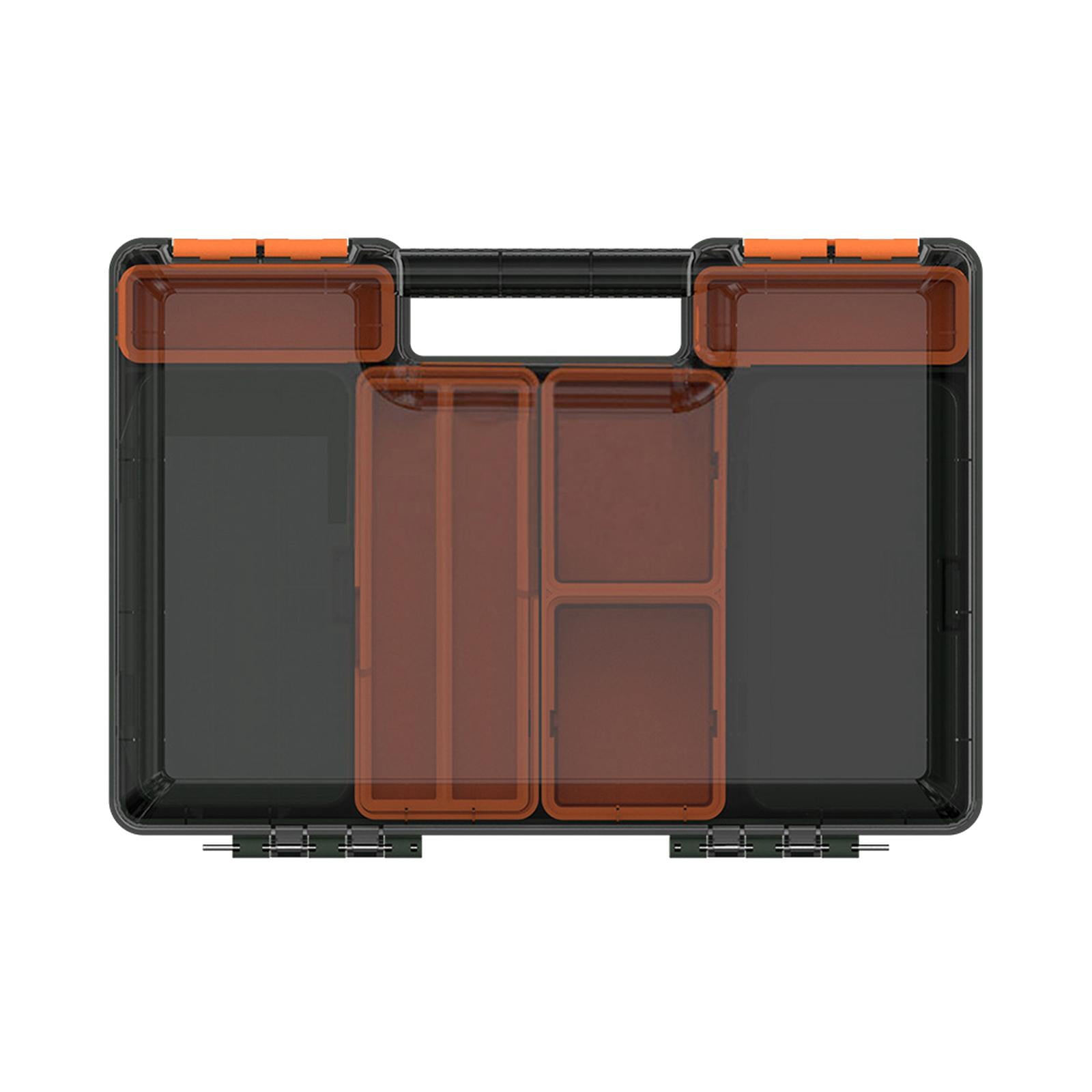 Wswqop Fishing Tackle Box Fishing Lures Box Large Hard Case Waterproof Portable Storage Orange Black