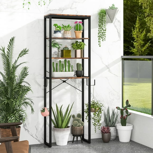 Giantex 4-Tier Wooden Bathroom Space Saver, Over The Toilet Storage Rack, Freestanding Above Toilet Shelf