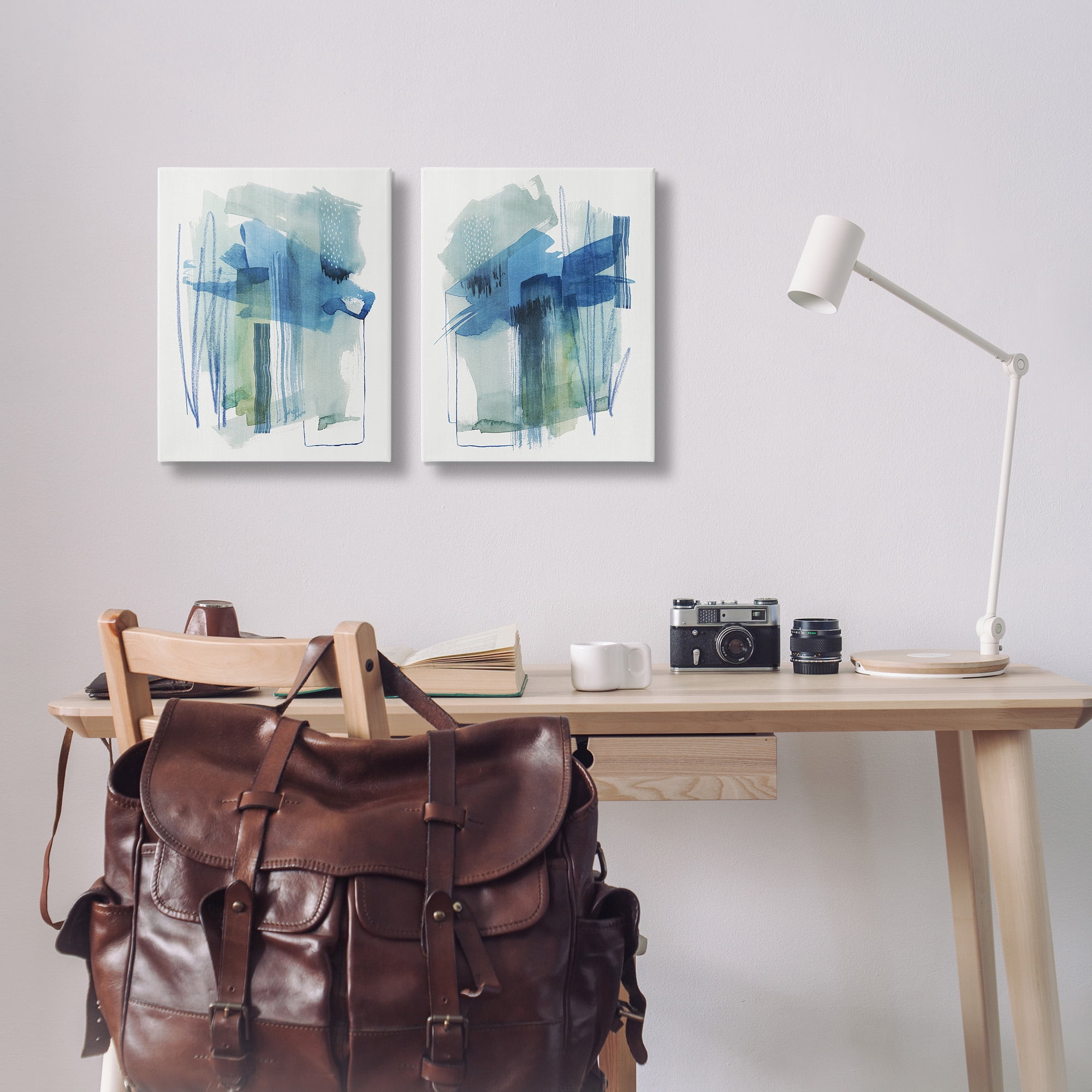 Stupell Industries Chaotic Brushed Watercolor Abstract Painting Gallery Wrapped Canvas Art Print Wall Art, 16 x 20, Set of 2