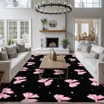 thumbnail image 2 of Area Rug for Living Room, Valentine's Day Non-Slip Indoor Ex Large Carpet for Bedroom/Dining Room, Pink Bows Shining Stars Modern Black Washable Low-Profile Rectangle Floor Runner Rugs - 8 x 10 Ft, 2 of 6