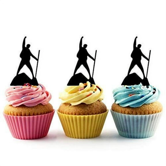 Mountain Peak Success Silhouette Acrylic Cupcake Toppers 12 pcs