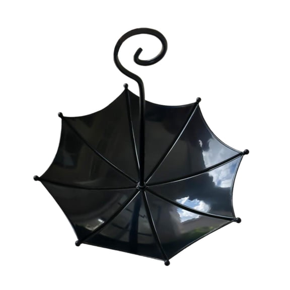 Pitycbo Creative Umbrella Shape Bird Feeder Durable Iron Plastic Feeder for Birds Garden Black