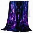 thumbnail image 2 of Mystical Black Panther Cosmic Space, Mystical Celestial Art Scene, Warm Flannel Blanket for Cabin and Lodge, Wildlife Lovers Housewarming Gift, Fantasy Home Decor, 2 of 9