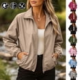 thumbnail image 2 of akafmk Womens Waterproof Rain Jacket Lightweights Windbreaker Zip Up Collar Jacket with Pockets for Travel Hiking, 2 of 8