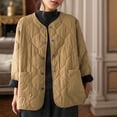 thumbnail image 2 of Women's Solid Color Round Neck Metal Button Plus Size Lightweight Coat Jacket Outerwear For Cold Weather, 2 of 5