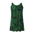 thumbnail image 5 of Summer Saving Wycnly Sundresses for Women Sleeveless Round Neck Leaves Print Mini Dresses Loose Flowy Swing Casual T Shirt Tank Summer Dress Green Up to 65% off, 5 of 5