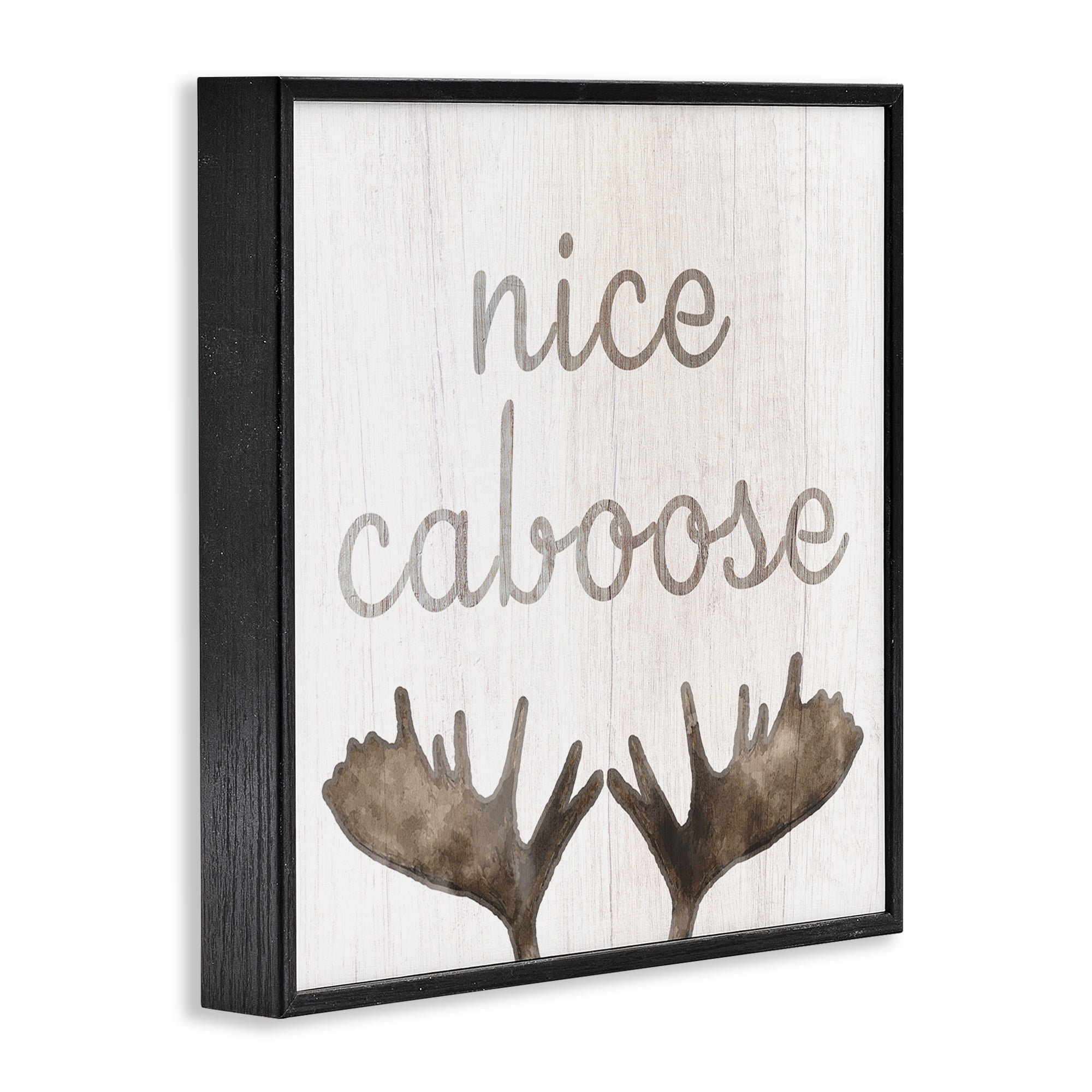 Nice Caboose Bathroom Moose Antlers Black Framed Giclee Art, 17 x 17