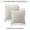 thumbnail image 2 of Boho Decorative Soft Velvet Throw Pillow Covers with Tassels Solid Cushion Case for Couch Bed Sofa, Cream, 16x16 inch, 2 Packs, 2 of 6