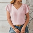 thumbnail image 4 of pstuiky Tshirts Shirts for Women Casual Short Sleeve Solid Color Women'S Blouses Formal Loose Fit V-Neck Basic Tshirts Women'S Workout Tops, 4 of 6