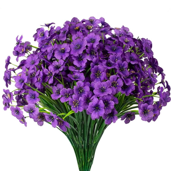 Realistic Artificial Violet Flowers Bouquet, Delicate Fake Spring Flowers for Home Wedding Table Centerpieces & Vase Decor, Fade-Resistant, Dark Purple, By VINOIC