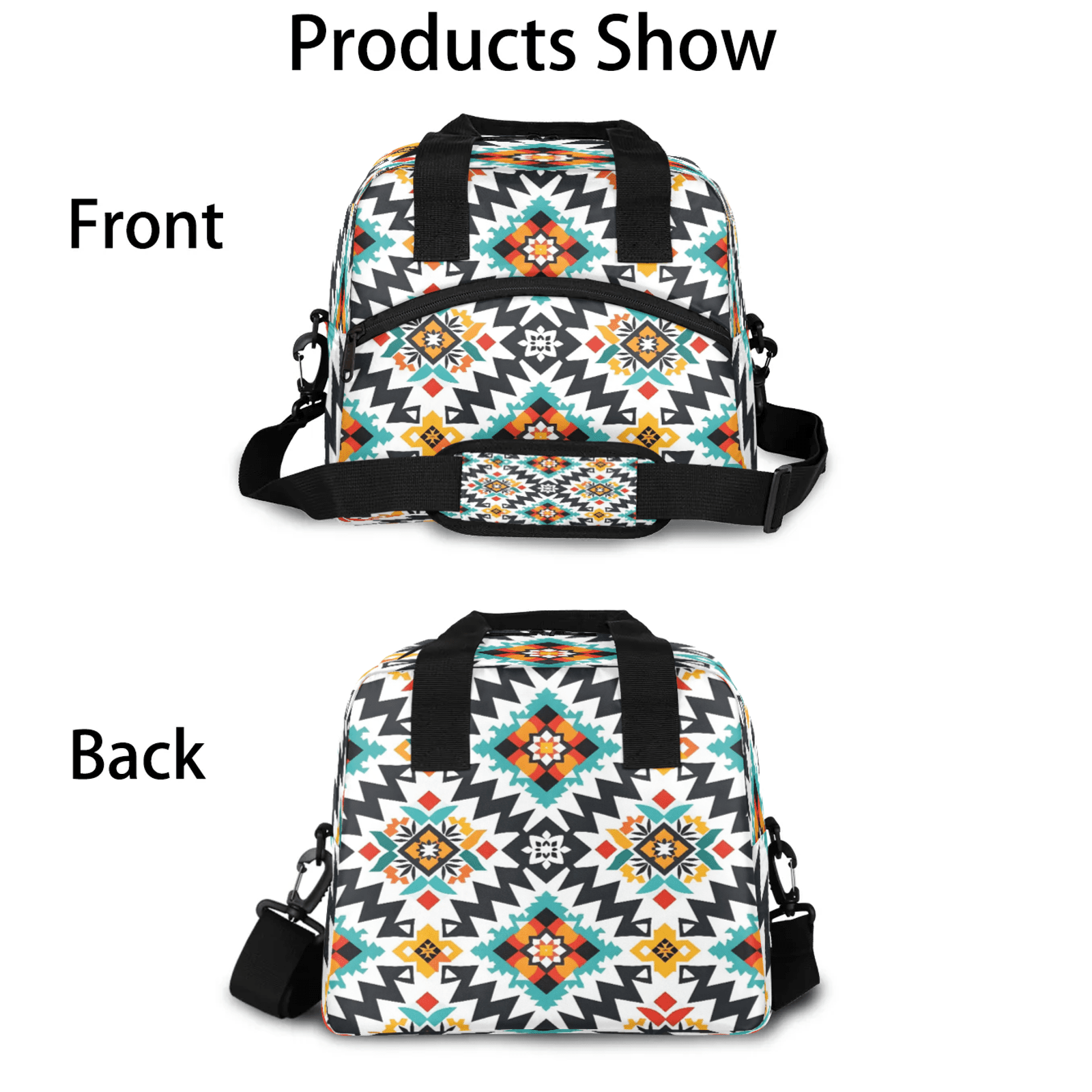 Herdesigns Western Aztec Insulated Lunch Bag for Women Men Adult, Reusable Insulated Cooler Lunch Box Lunch Tote Bag for Work Picnic Beach