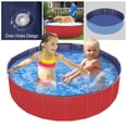 thumbnail image 5 of Foldable Dog Pool Hard PVC Shell Portable Swimming Pool for Dogs Cats and Kids Pet Puppy Bathing Tub Collapsible Kiddie Pool 47x12" Red, 5 of 9