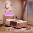 thumbnail image 6 of Takywep Pink Twin Bed Frames, Upholstered Headboard, Storage Function, Soundless, Fast Assembly, Reliable, Modern Look, 6 of 8