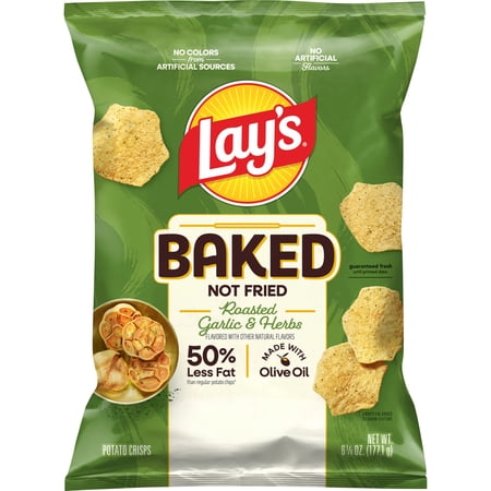 Baked Lay’s 50% Less Fat Roasted Garlic and Herbs Potato Chips, 6.25 oz