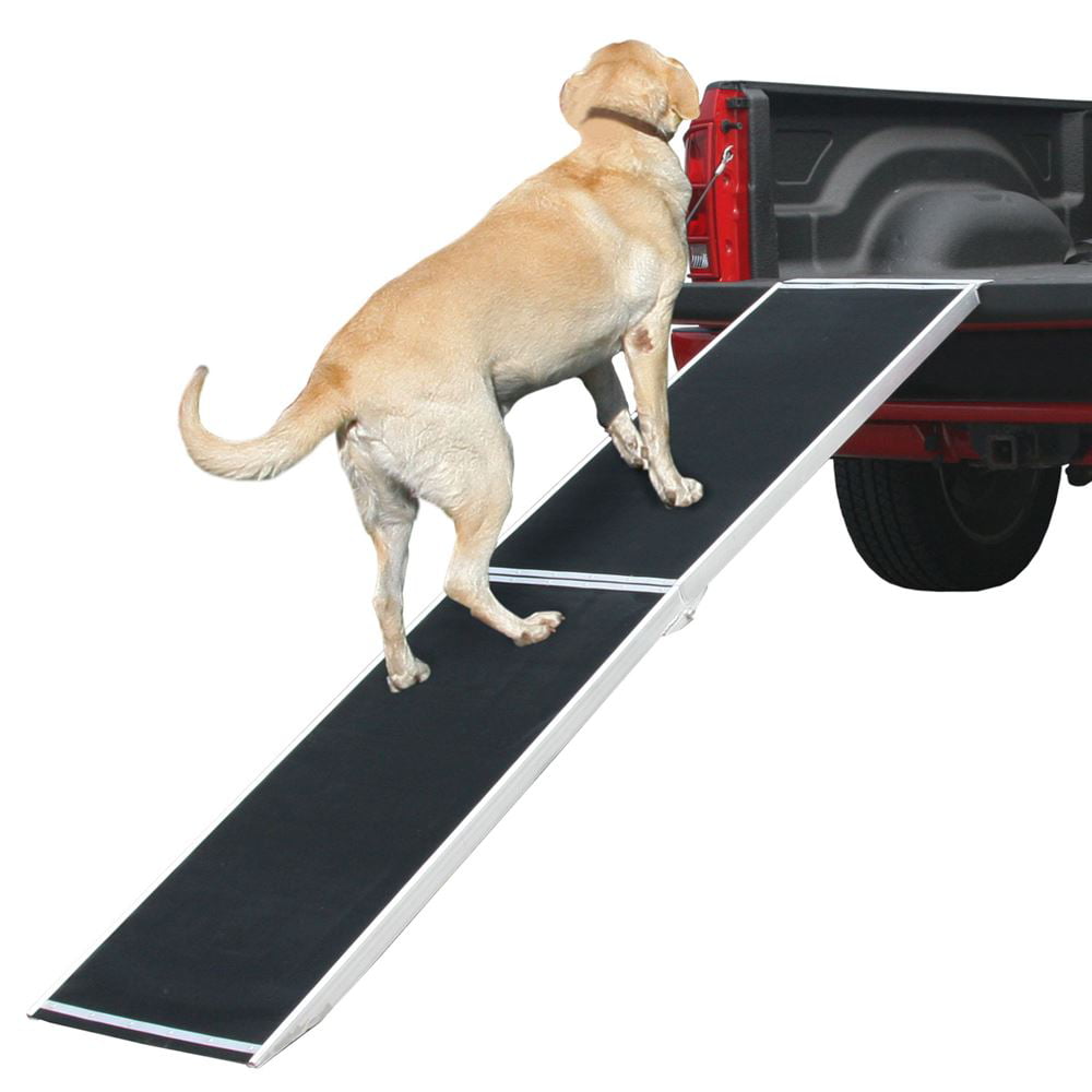 IPOW Height Adjustable Nonslip Wooden Pet Ramp Suit for Indoor Outdoor Bed Couch Car Use Folding Portable Pet Ramp with Wider Platform for Small/Large Dogs & Cats Up to 120 Lbs 