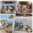 thumbnail image 5 of Blue Green Snowman Christmas Outdoor Waterproof Pillow Covers, Xmas Tree Snowflake Winter Decorative Square Throw Pillowcase Sofa Cushion Sham for Patio/Couch/Chair, 24"x24" 2 Pack, 5 of 8