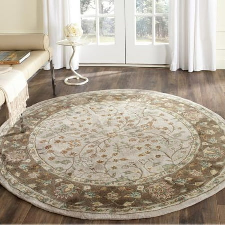 Safavieh Hand Hooked Total Perform Ivory Taupe Acrylic Rug 8 Safavieh Hand Hooked Total Perform Ivory Taupe Acrylic Rug 8 Round