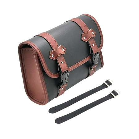 yotijay Generic Motorcycle Tool Bag Front Fork Bag Retro Design Motorbike Saddle Bag Brown and Black