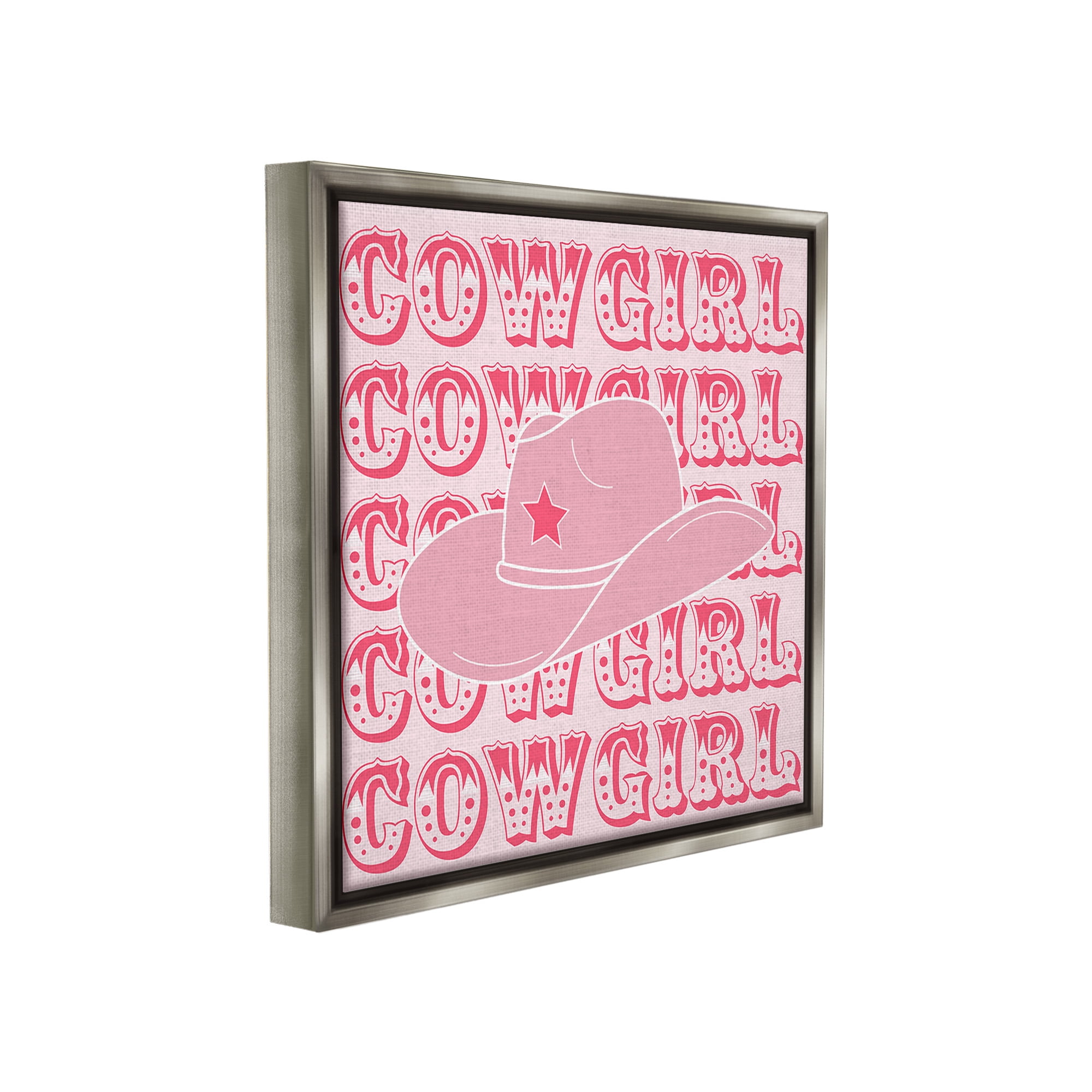 Stupell Industries Blush Pink Cowgirl Beauty & Fashion Painting Gray Floater Framed Canvas Art Print Wall Art, 18 x 18